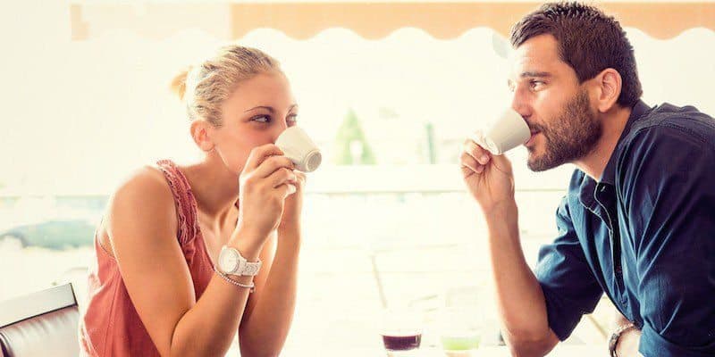 Young couple drink coffee