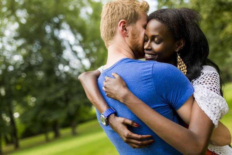 Multiracial couple in the park