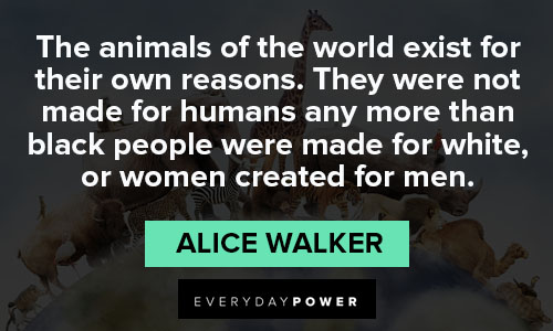 Alice Walker Quotes about the animals of the world exist for their own reasons
