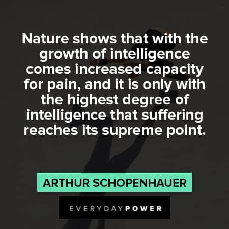 Arthur Schopenhauer quotes about nature shows that with the growth of intelligence 