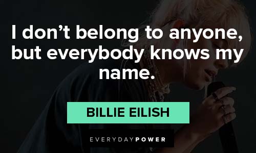 Billie Eilish quotes about I don't belong to anyone, but everybody knows my name