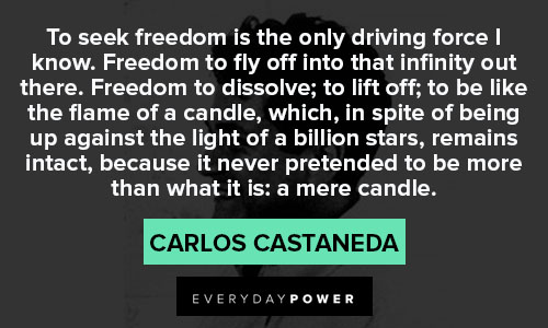 Carlos Castaneda quotes about freedom to fly off into that infinity out there