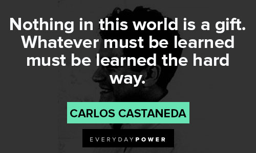 Carlos Castaneda quotes about whatever must be learned must be learned the hard way