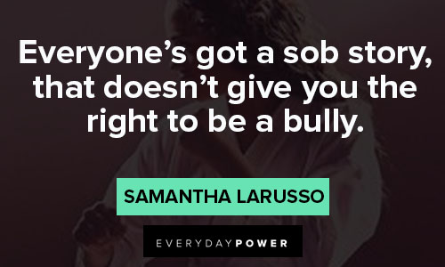 Cobra Kai quotes about everyone's got a sob story, that doesn't give you the right to be a bully