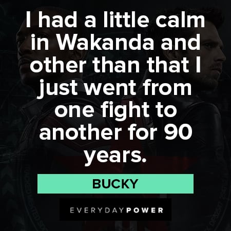 The Falcon and The Winter Soldier quotes about I had a little calm in wakanda and other than that I just went from one fight to another for 90 years