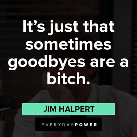 Jim Halpert quotes about it's just that sometimes goodbyes are a bitch