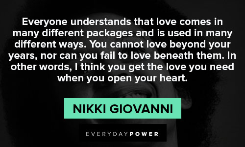 nikki giovanni quotes about love comes in many different packages