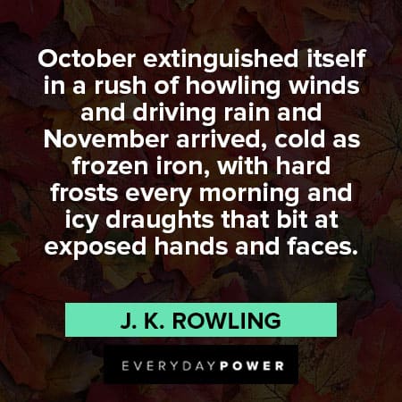 October quotes about October extinguished itself in a rush of howling winds and driving rain and November arrived