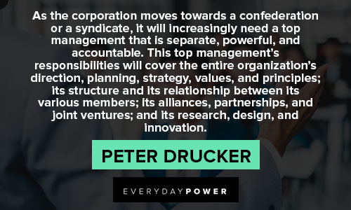 Peter Drucker Quotes about as the corporation moves towards a conderation or sydicate