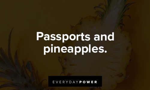 funny Pineapple Quotes about passports and pineapples