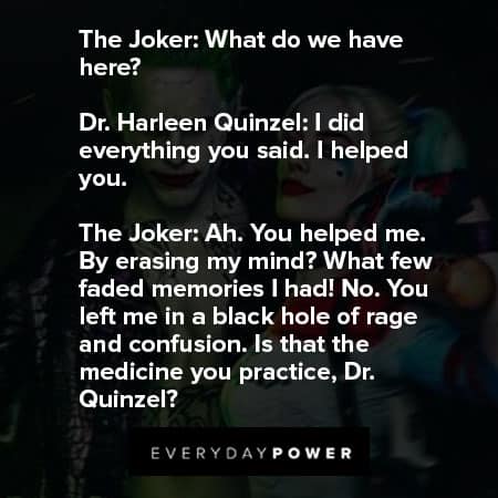 Suicide Squad quotes about The Joker & Dr. Harleen talking