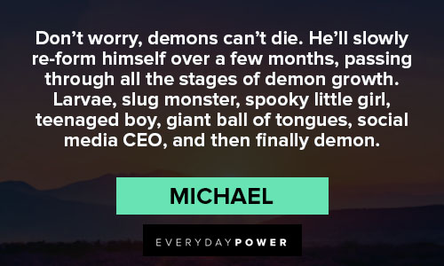 The Good Place quotes about don’t worry, demons can’t die