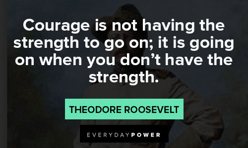 theodore roosevelt quotes about courage is not having the strength