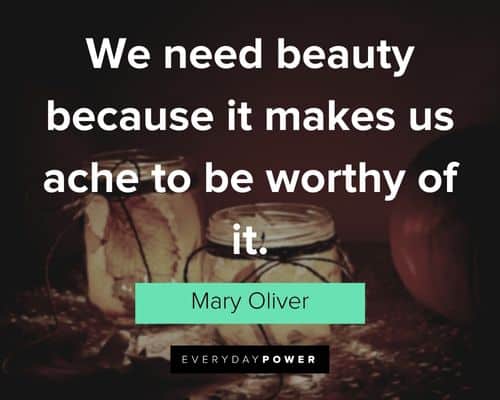 Mary Oliver quotes about we need beauty because it makes us ache to be worthy of it
