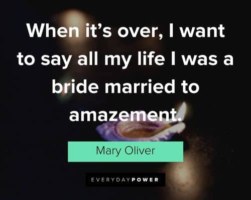 Mary Oliver quotes about I want to say all my life I was a bride married to amazement