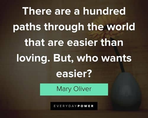 Mary Oliver quotes about there are a hundred paths through the world that are easier than loving