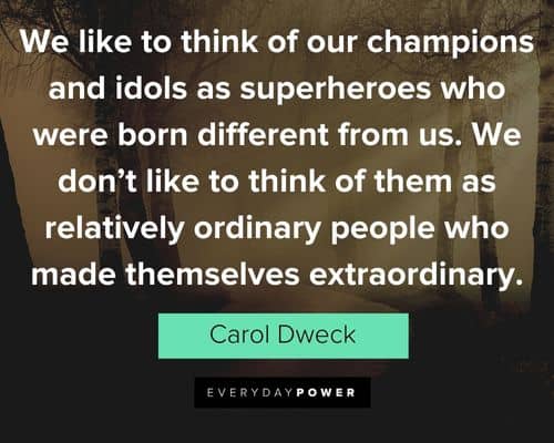 Carol Dweck Quotes about we like to think of our champions and idols as superheroes