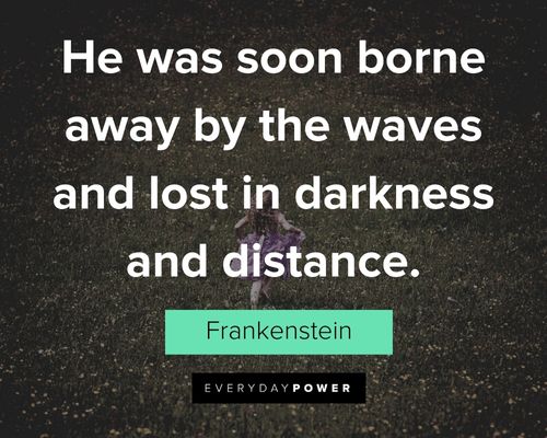 Frankenstein quotes about he was soon borne away by the waves and lost in darkness and distance