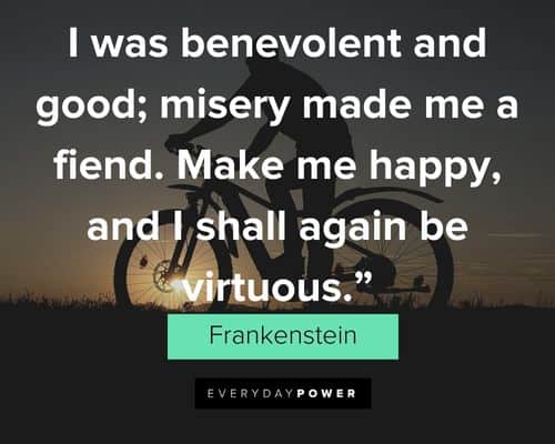 Frankenstein quotes about I was benevolent and good; misery made me a fiend