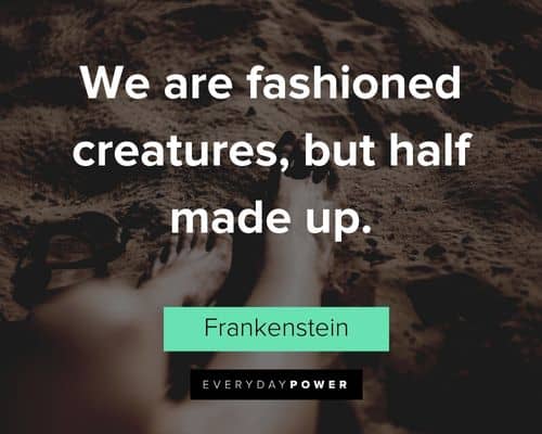 Frankenstein quotes about we are fashioned creatures, but half made up