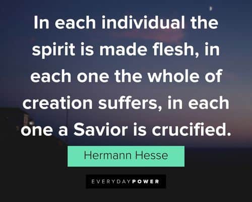 Hermann Hesse quotes about in each individual the spirit is made flesh