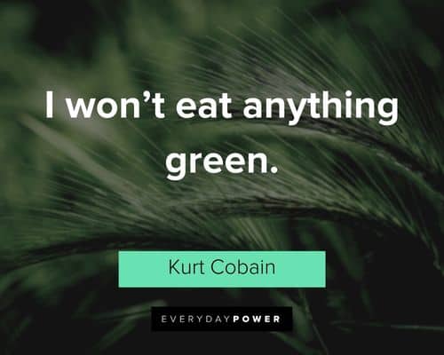 kurt cobain quotes about I won’t eat anything green