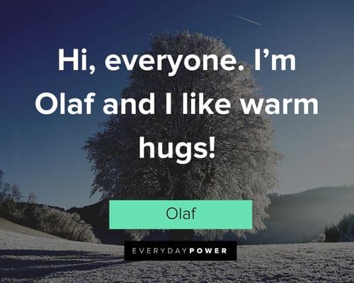 Olaf quotes about hi, everyone. I'm Olaf and I like warm hugs