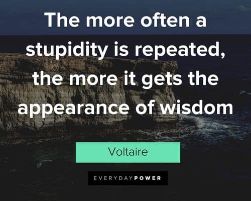 Voltaire Quotes about the more often a stupidity is repeated, the more it gets the appearance of wisdom