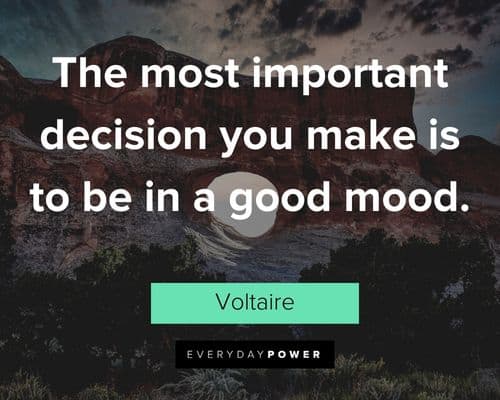 Voltaire Quotes about the most important decision you make is to be in a good mood