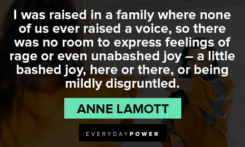 Anne Lamott quotes about a little bashed joy, here or there, or being mildly disgruntled