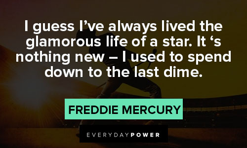 Freddie Mercury quotes abou the glamorous life of a star