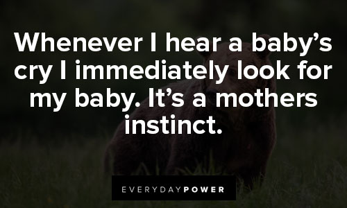 mama bear quotes about whenever I hear a baby's cry I immediately look for my baby. It's a mothers instinct