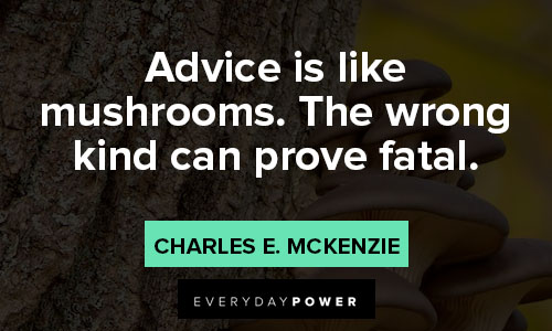 mushroom quotes about advice is like mushrooms. The wrong kind can prove fatal