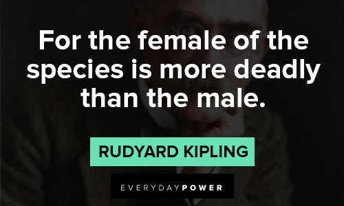 Rudyard Kipling Quotes for the female of the species is more deadly than the male
