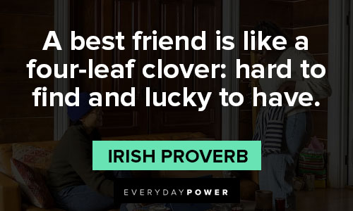 small circle quotes about a best friend is like a four-leaf clover: hard to find and lucky to have