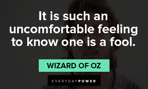 Wizard of Oz Quotes about it is such an uncomfortable feeling to know one is a fool