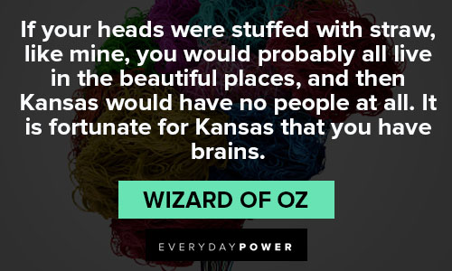 Wizard of Oz Quotes about it is fortunate for Kansas that you have brains