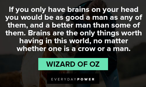 Wizard of Oz Quotes about brains are the only things worth having in this world