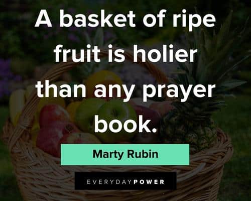 fruit quotes on a basket of ripe fruit