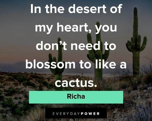 cactus quotes about in the desert of my heart, you don't need to blossom to like a cactus