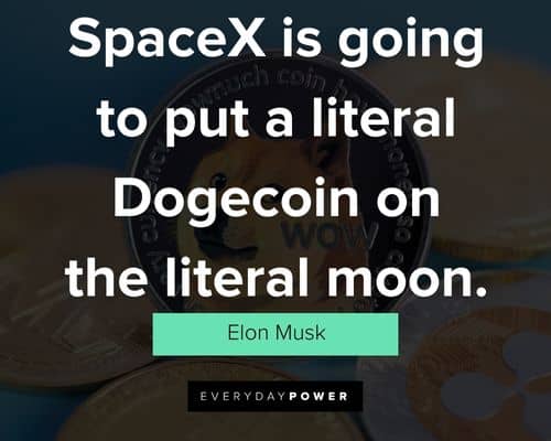 Dogecoin quotes about spaceX is going to put a literal dogecoin on the literal moon