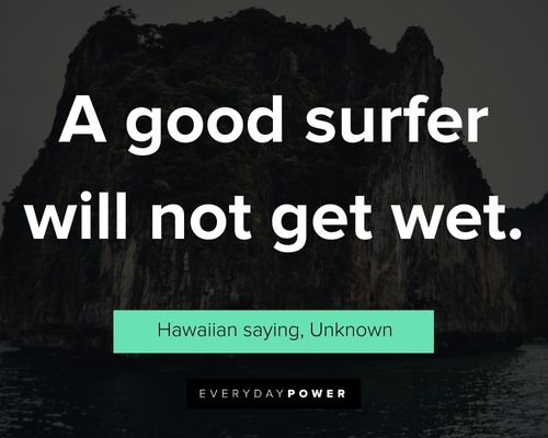 Hawaiian quotes about a good surfer will not get wet