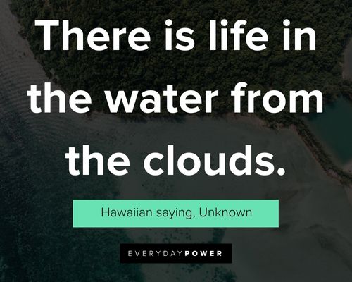 Hawaiian quotes about there is life in the water from the clouds