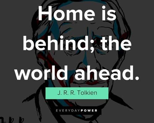 J. R. R. Tolkien quotes about home is behind; the world ahead