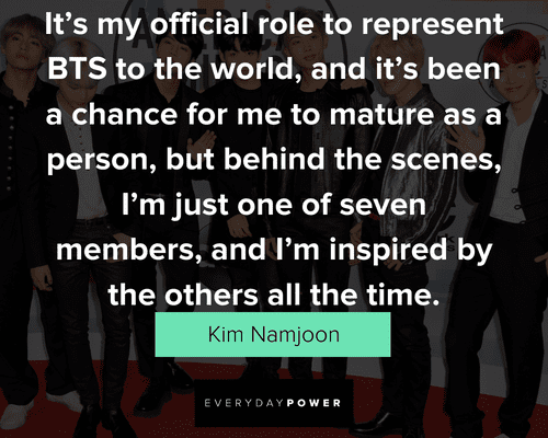 Kim Namjoon quotes about it's my official role to represent BTS to the world