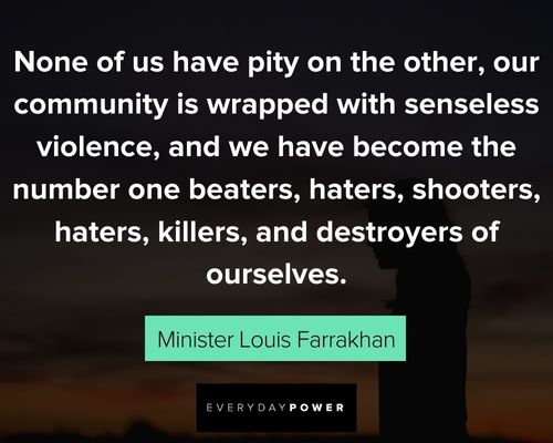 Minister Louis Farrakhan quotes of beaters, haters, shooters, haters, killers