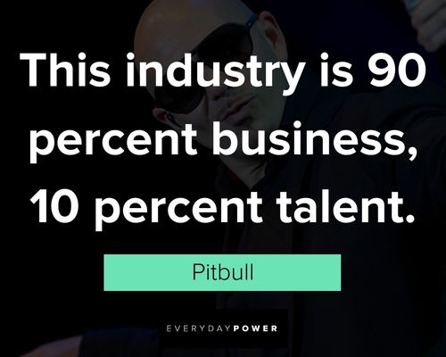 Pitbull quotes about this industry is 90 percent business 10 percent talent