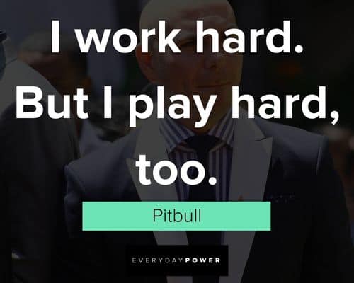 Pitbull quotes about I work hard but i play hard too