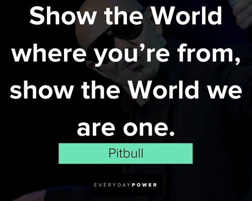 Pitbull quotes about show the world where you're rom show the world we are one
