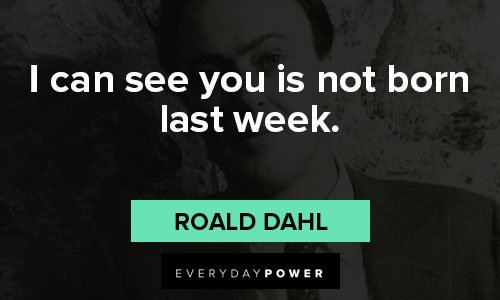 Roald Dahl quotes on i can see you is not born last week